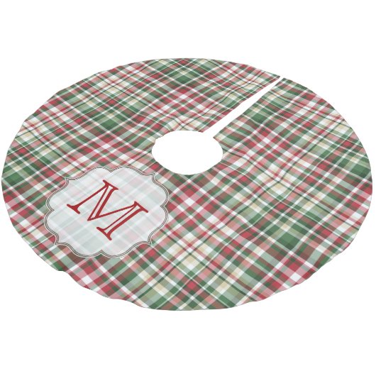 Kerst geruite Tartan Monogram Initiaal boomrok Kerstboom Rok (Gekanteld)