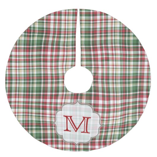 Kerst geruite Tartan Monogram Initiaal boomrok Kerstboom Rok (Voorkant)