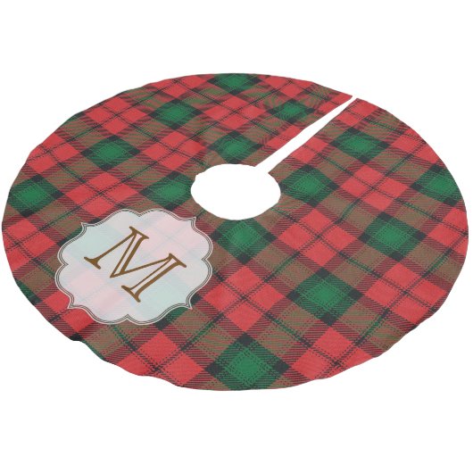 Kerst geruite Tartan Monogram Initiaal boomrok Kerstboom Rok (Gekanteld)