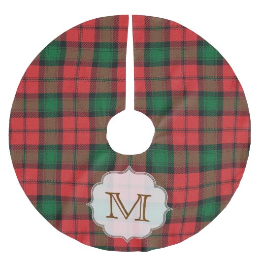 Kerst geruite Tartan Monogram Initiaal boomrok Kerstboom Rok (Voorkant)