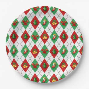 kerst geruite tartan papieren borden bordje
