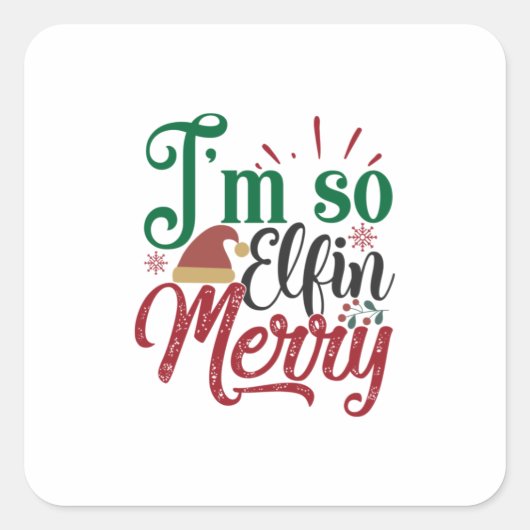 Kerst Geschenk | Ik ben zo'n Elfen Kerstman Vierkante Sticker (Voorkant)