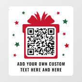 Kerst geschenkdoos met sterren QR code rood wit Raamsticker (Vel)