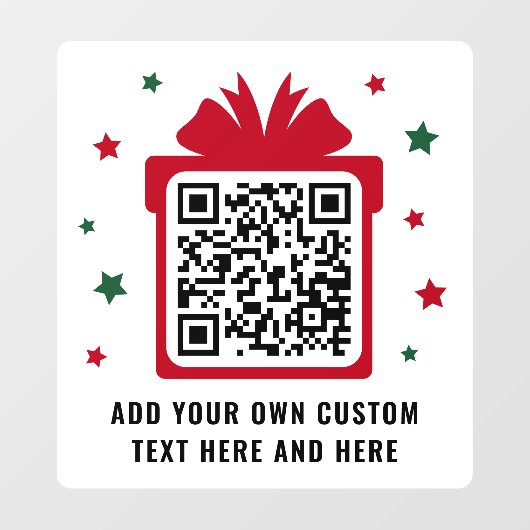 Kerst geschenkdoos met sterren QR code rood wit Raamsticker (Vel)