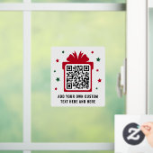 Kerst geschenkdoos met sterren QR code rood wit Raamsticker (Huis)