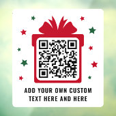 Kerst geschenkdoos met sterren QR code rood wit Raamsticker (Vel 3)
