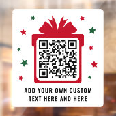 Kerst geschenkdoos met sterren QR code rood wit Raamsticker (Vel 2)