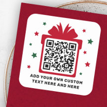 Kerst geschenkdoos met sterren QR code rood wit