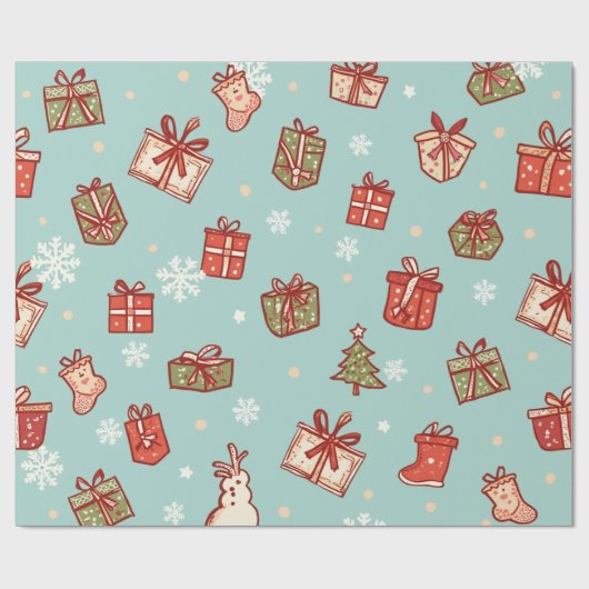 Kerst geschenken patroon inpakpapier (Vlak)