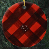 Kerst geschilderd rood zwart tartan vakantie geleg keramisch ornament