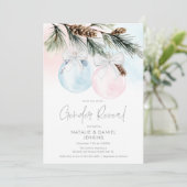 Kerst Geslacht onthullen Baby shower Uitnodiging (Staand voorkant)