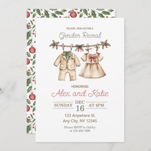 Kerst geslacht onthult bewerkbare uitnodiging (Voorkant / Achterkant)