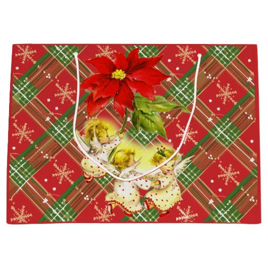 Kerst gespeeld met engelen groot cadeauzakje (Voorkant)