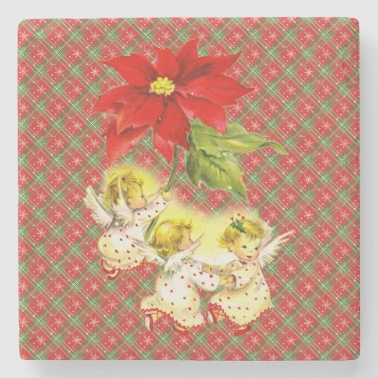 Kerst gespeeld met engelen stenen onderzetter (Voorkant)