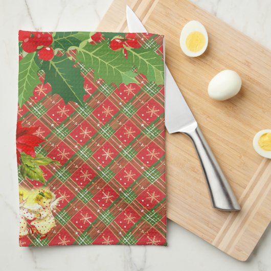 Kerst gespeeld met engelen theedoek (Quarter Fold)