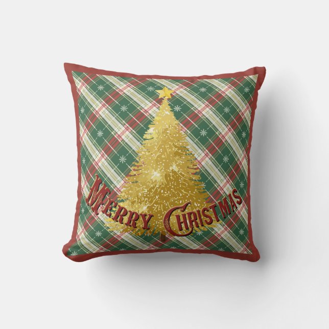 Kerst gespeeld met gouden boom kussen (Voorkant)