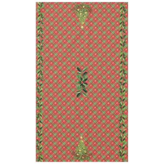 Kerst gespeeld rood, groen, met gouden sterren tafelkleed (Voorkant)