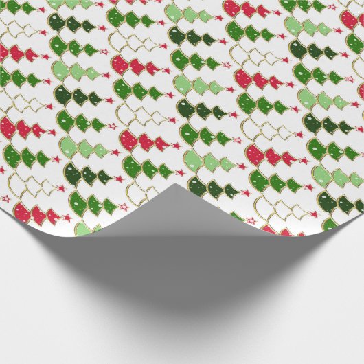 Kerst, gestileerd bos, heldere kerstbomen cadeaupapier (Hoek)