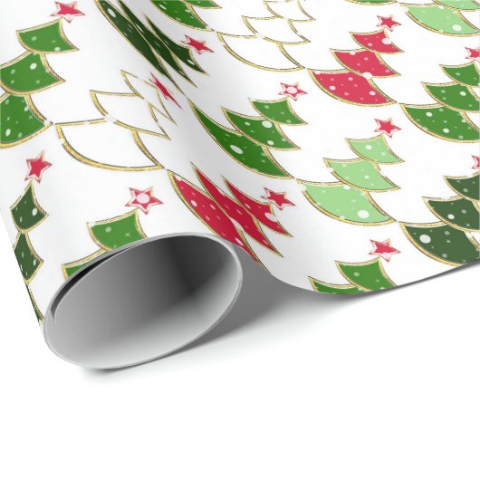 Kerst, gestileerd bos, heldere kerstbomen cadeaupapier (Rol Hoek)