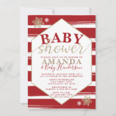 Kerst gestreepte babyshower uitnodiging (Voorkant)