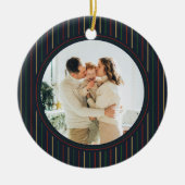 Kerst gestreepte foto-ornament keramisch ornament (Voorkant)