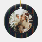 Kerst gestreepte foto-ornament keramisch ornament (Achterkant)