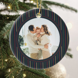 Kerst gestreepte foto-ornament keramisch ornament