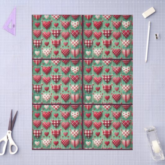Kerst gewatteerde harten groen rood wit decoupage tissuepapier (Craft)