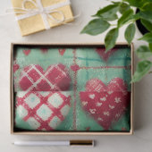 Kerst gewatteerde harten groen rood wit decoupage tissuepapier (Geschenk)