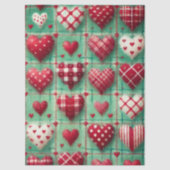Kerst gewatteerde harten groen rood wit decoupage tissuepapier (Voorkant)