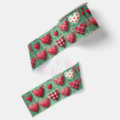 Kerst Gewatteerde Harten Groen Rood Wit  Grosgrain Lint (Achterkant)