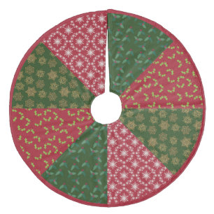 Kerst gewatteerde look Holly en sneeuwvlokken Fleece Kerstboom Rok