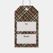 Kerst geweven jute rood groen wit cadeaulabel (Achterkant)