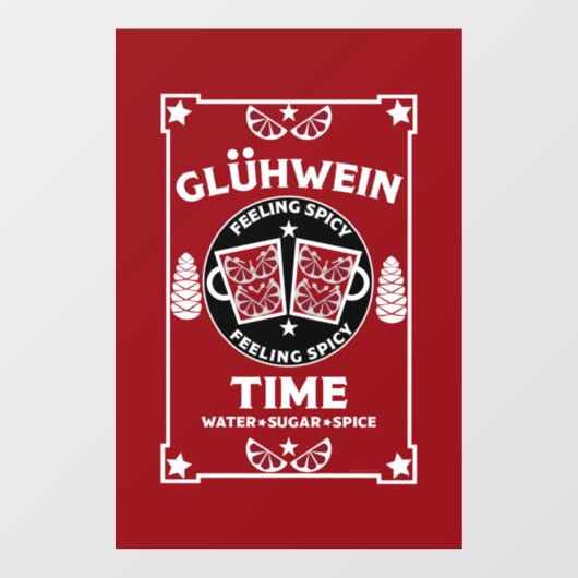 Kerst Gewürzrode Wijn Glühwein    Raamsticker (Vel)