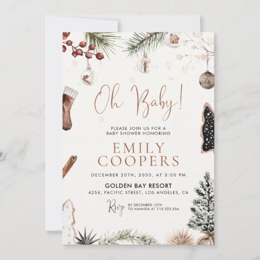 Kerst gezellig Baby shower uitnodiging (Voorkant)