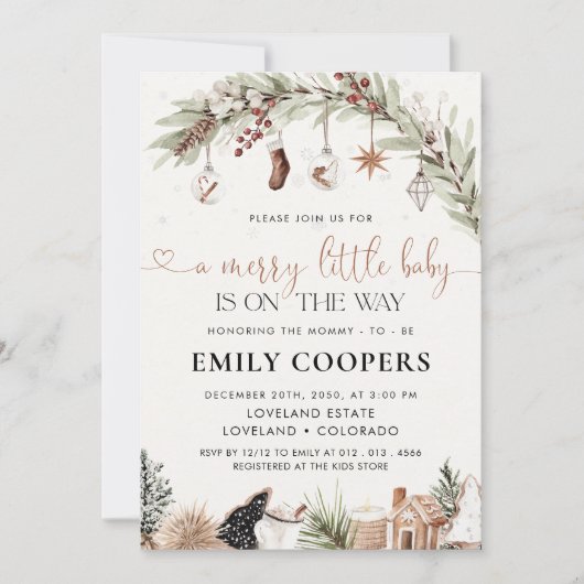 Kerst gezellig Baby shower uitnodiging (Voorkant)