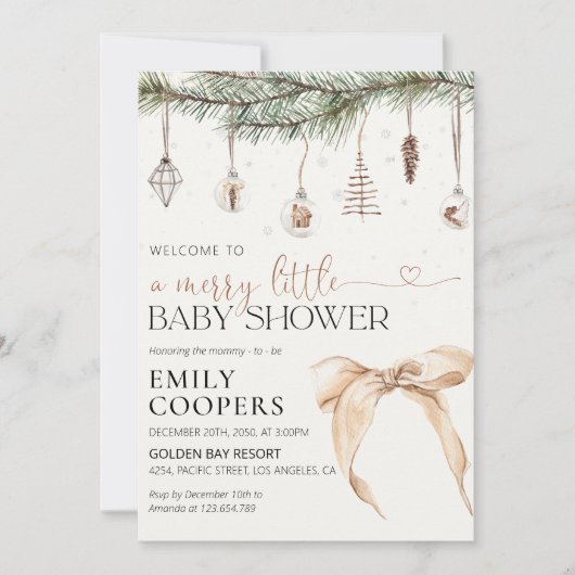 Kerst gezellig Baby shower uitnodiging (Voorkant)