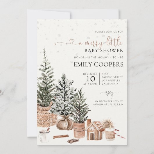 Kerst gezellig Baby shower uitnodiging (Voorkant)