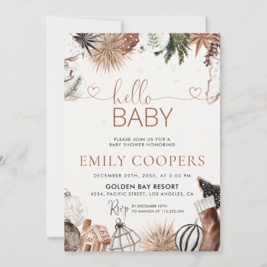 Kerst gezellig Baby shower uitnodiging (Voorkant)