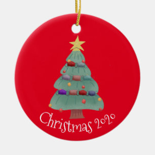 Kerst gezichtsmasker Boom Covid 2020 Keramisch Ornament