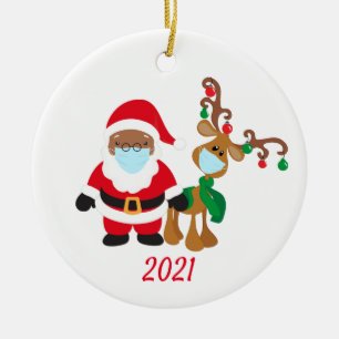 Kerst gezichtsmasker Kerstman Rendier Etnisch 2020 Keramisch Ornament