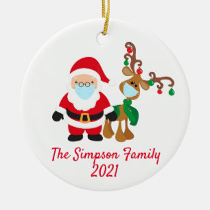 Kerst gezichtsmasker Sinterklaas rendier 2021 op m Keramisch Ornament