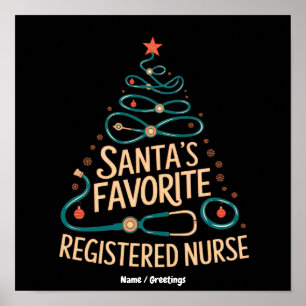 Kerst Gezondheid Favoriete Verpleegster Poster