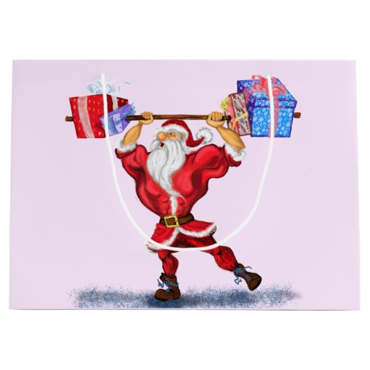 Kerst Gift Bag Grappige Bodybuilder Santa Groot Cadeauzakje (Voorkant)