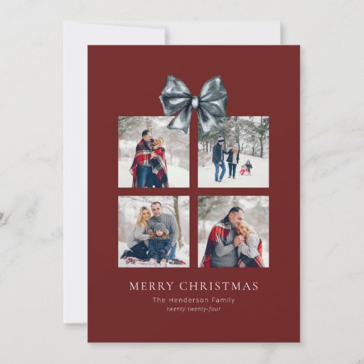 Kerst Gift Box Collage met Lint Boog Feestdagenkaart (Voorkant)