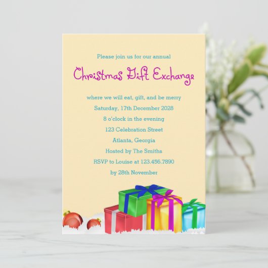 Kerst Gift Exchange Corporate Holiday Party Kaart (Staand voorkant)