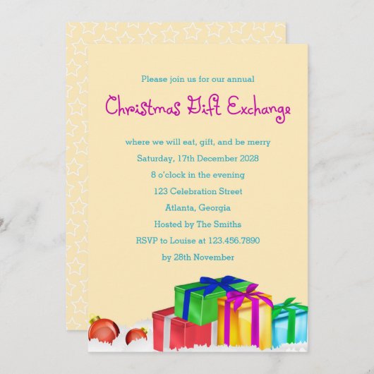 Kerst Gift Exchange Corporate Holiday Party Kaart (Voorkant / Achterkant)