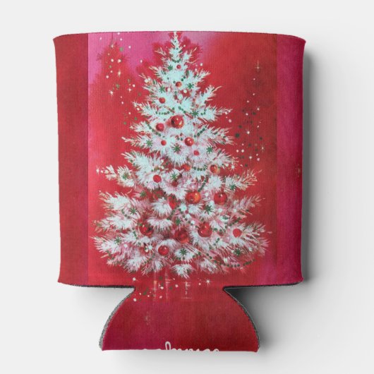 Kerst Gift Exchange Personaliseer Naam Tall Blikjeskoeler (Achterkant)