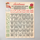 Kerst Gift Exchange Roll Dice Game Sign Poster (Voorkant)