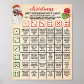 Kerst Gift Exchange Roll Dice Game Sign Poster (Voorkant)